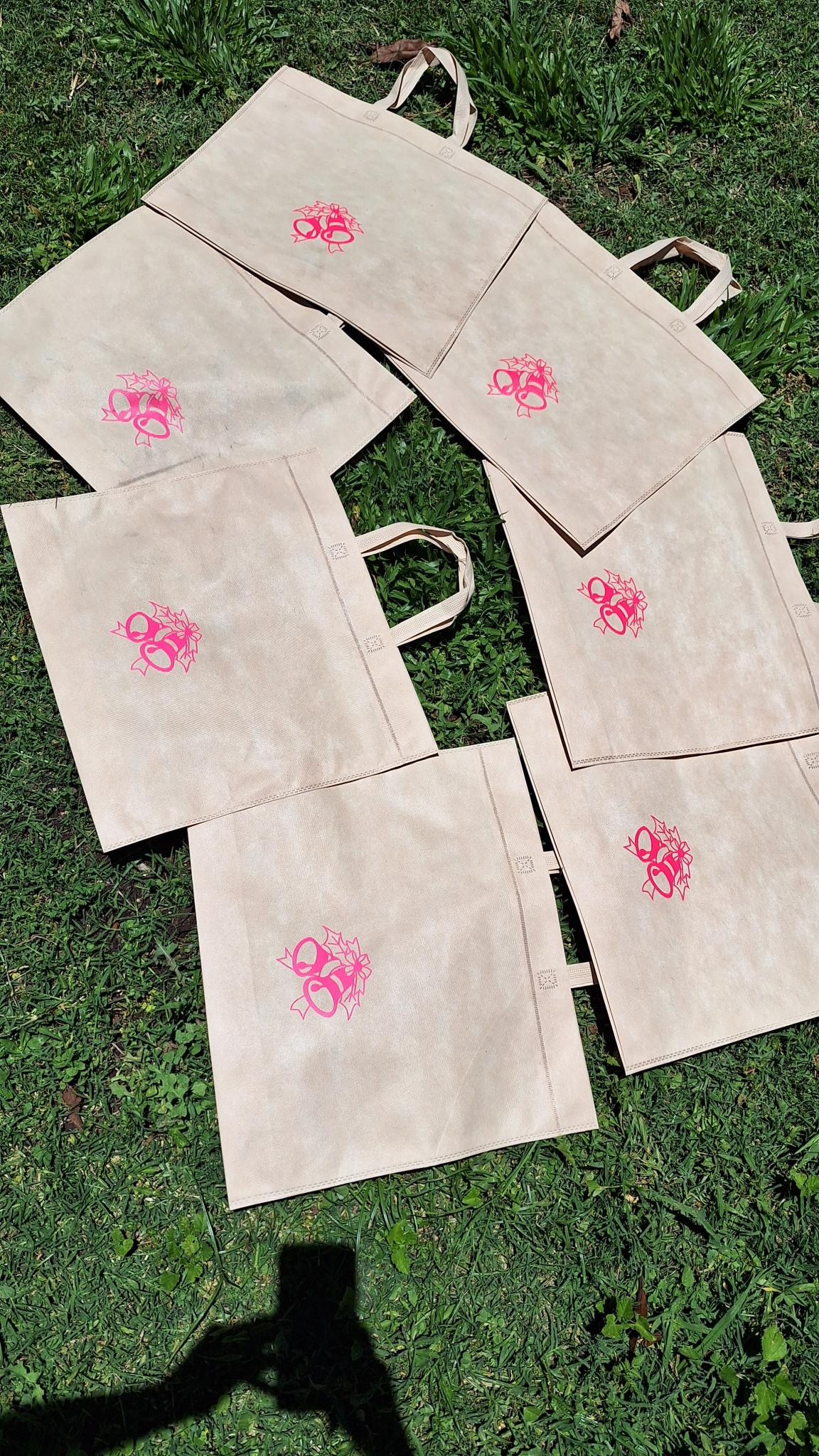 Bolsas ecologicas, reutilizables de friselina impresa con impresora IMPRI-MAQ