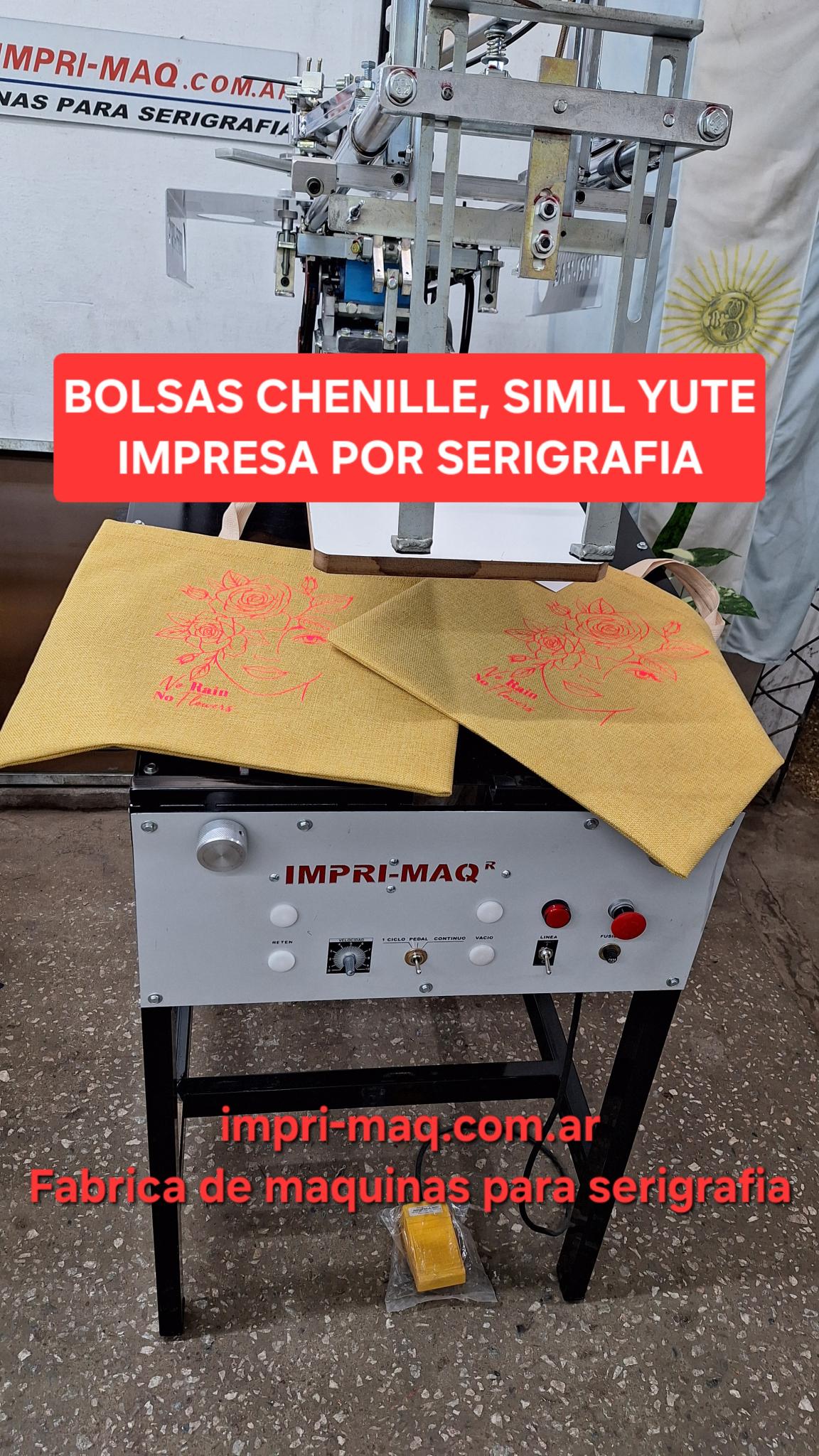Impresora de serigrafia para bolsas chenille