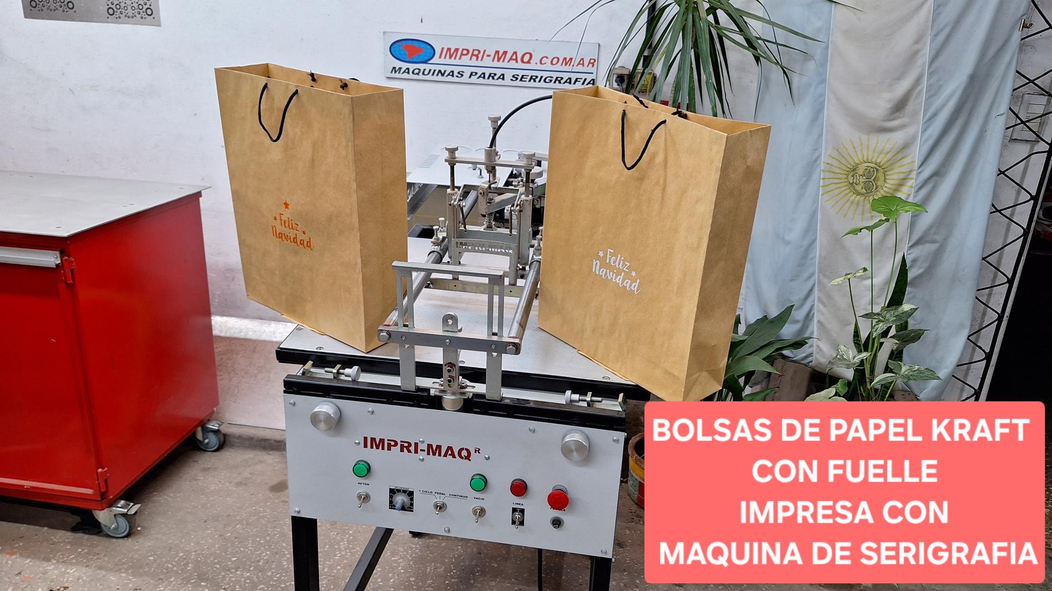 impresora de serigrafia para bolsas de papel kraft con fuelle