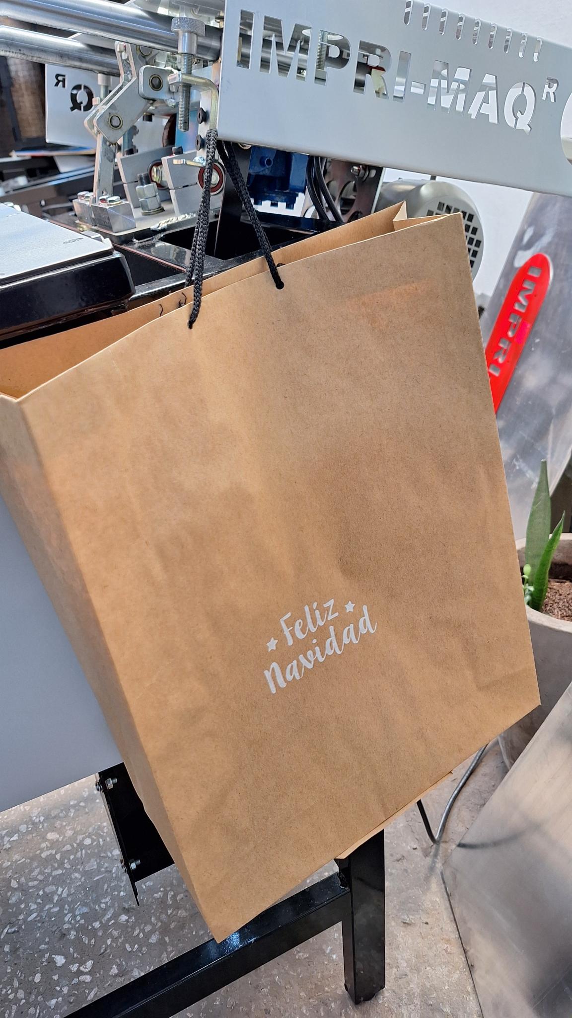 maquina de serigrafia para bolsas de papel kraft con fuelle