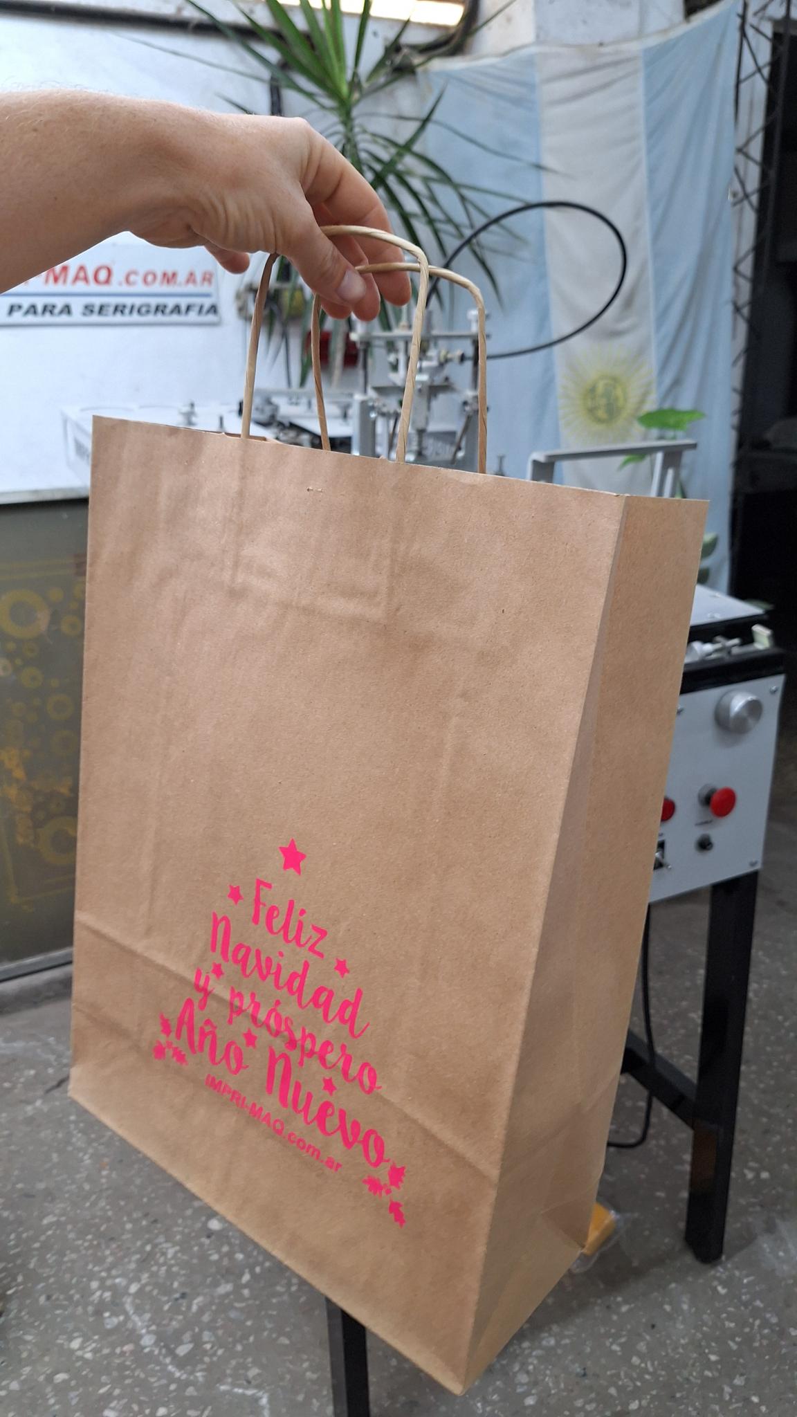 impresora de serigrafia para bolsas de papel madera craft impri-maq