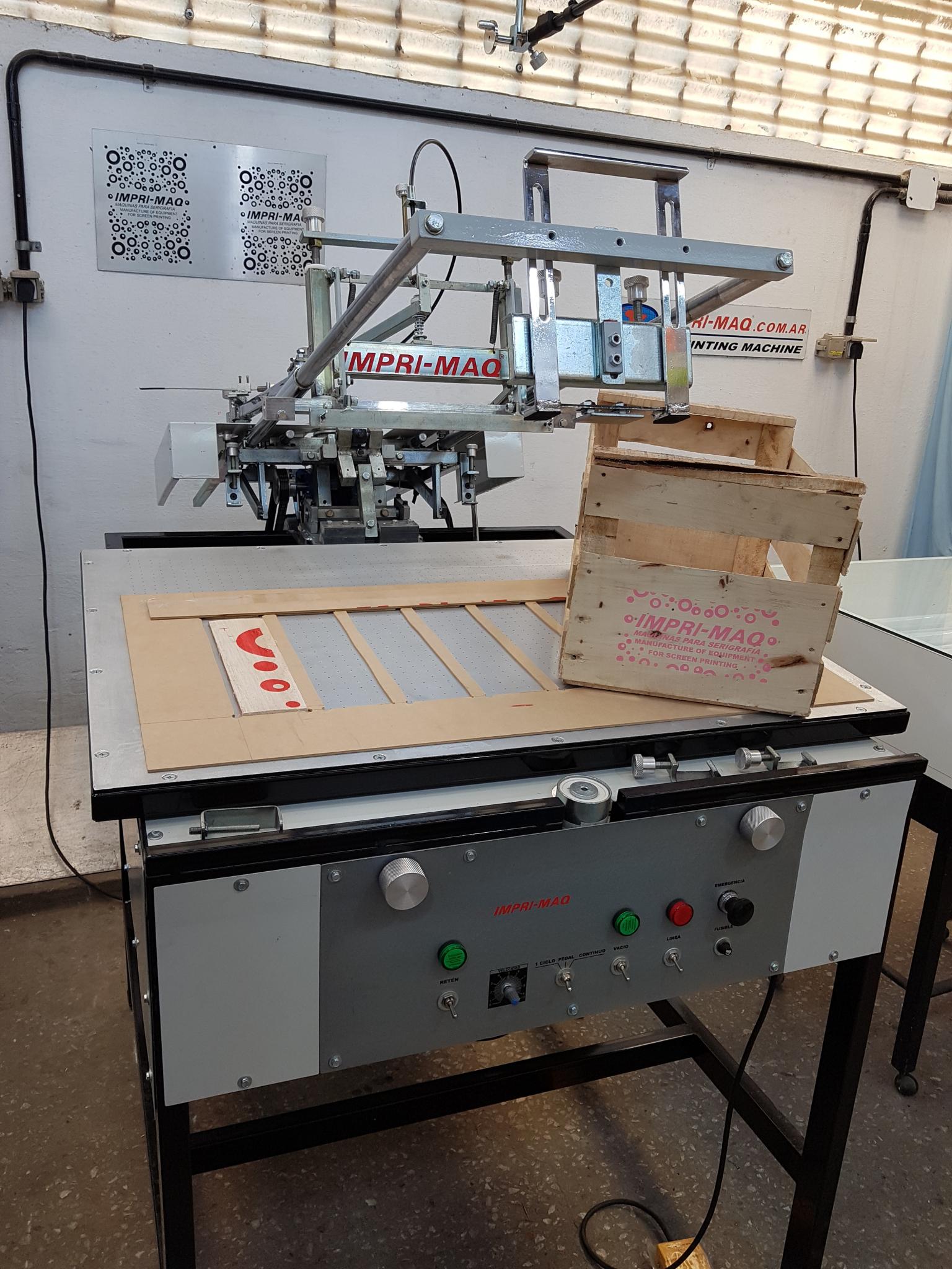 maquina de serigrafia impresora de cajones de fruta tablas de madera cabezales