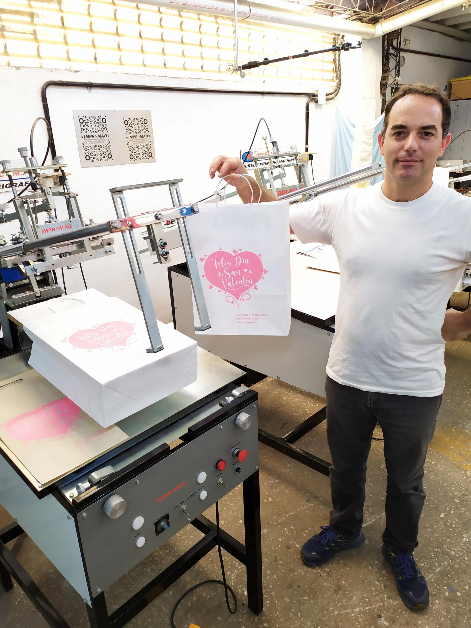 impresora de bolsas de tela reutilizables y bolsas de papel kraft, san valentin