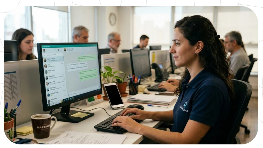 Equipo de asesores de AR Brokers trabajando en la oficina