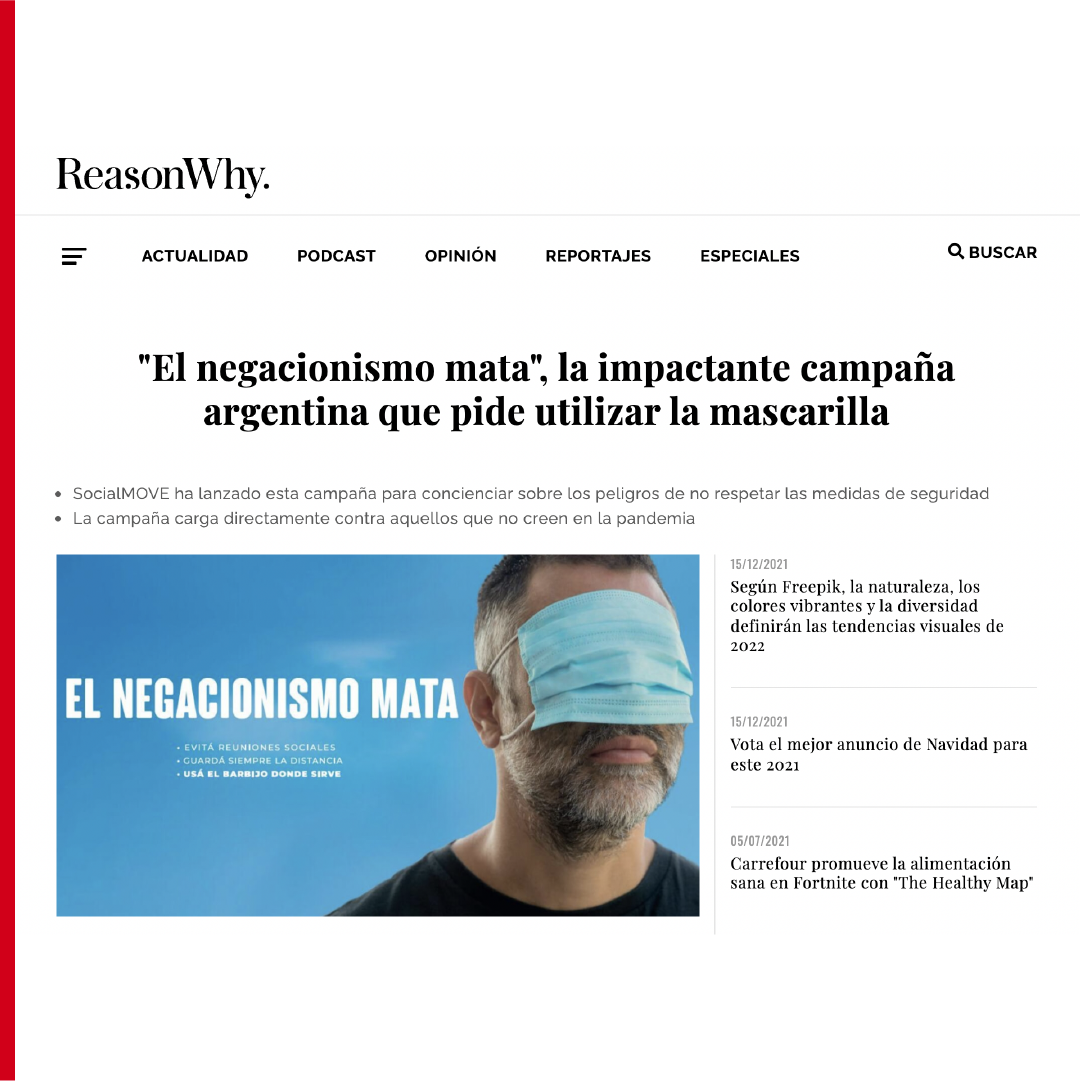 El negacionismo mata, la impactante campaña argentina que pide utilizar la mascarilla