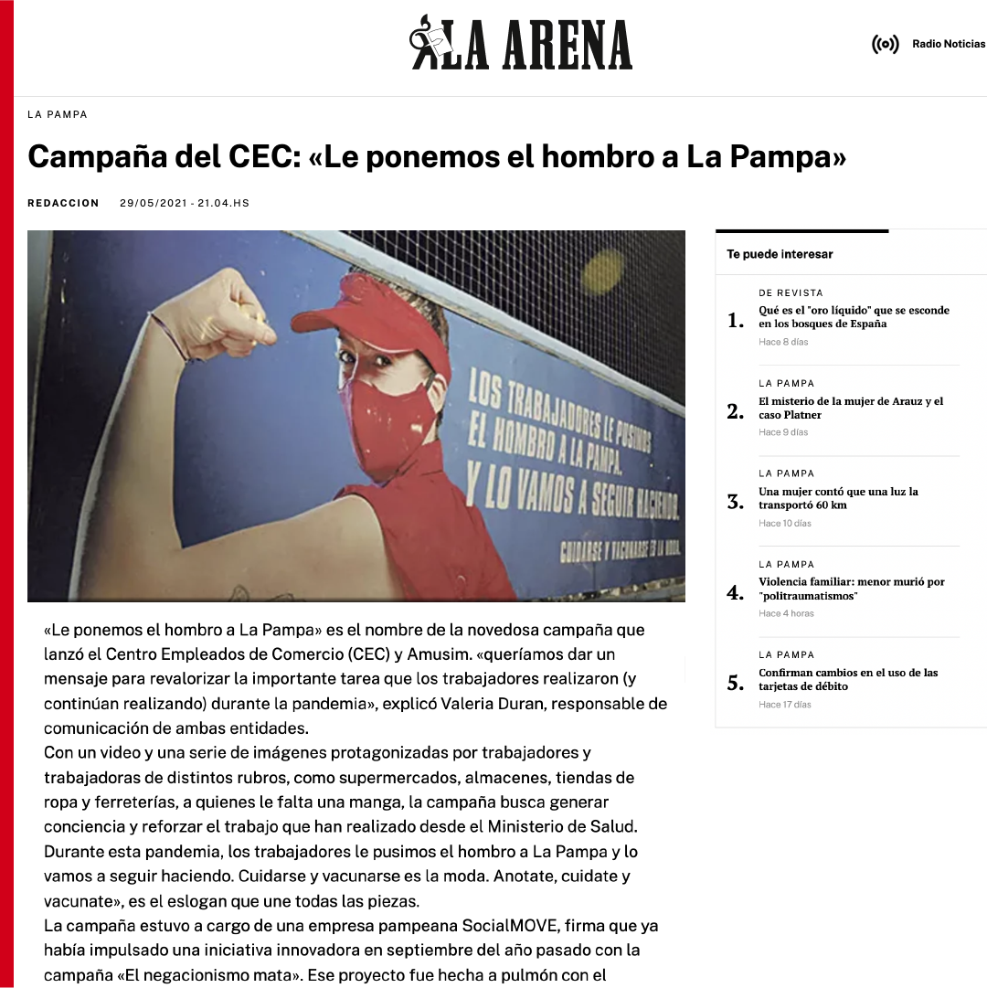 Campaña del CEC "Le ponemos el hombro a La Pampa"