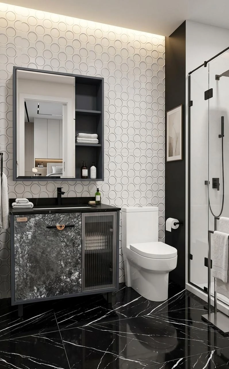 Moderno baño equipado con grifería de alta gama