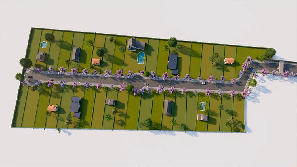 Render de pueblo Chico barrio privado