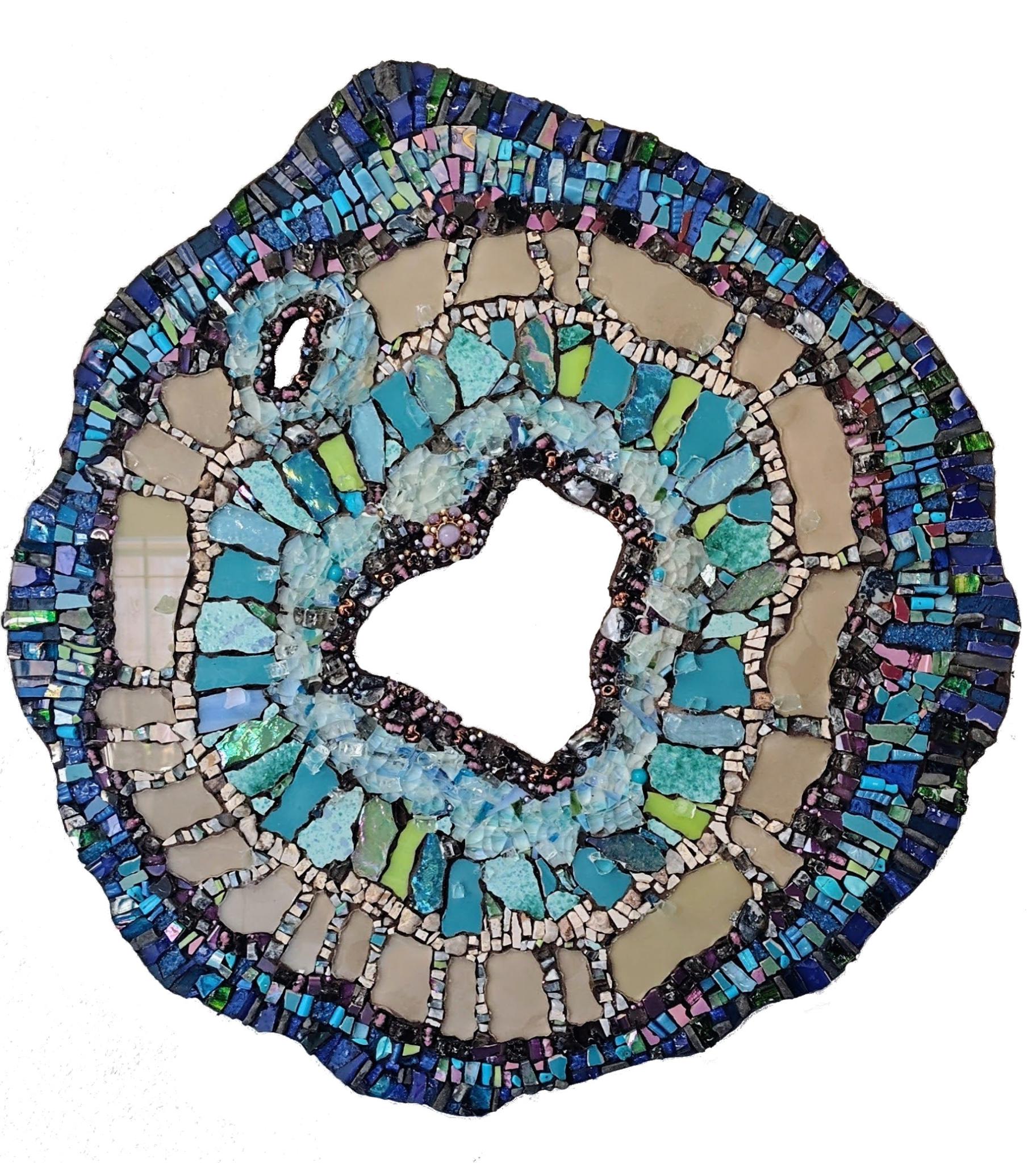 Mosaico sobre madera calada