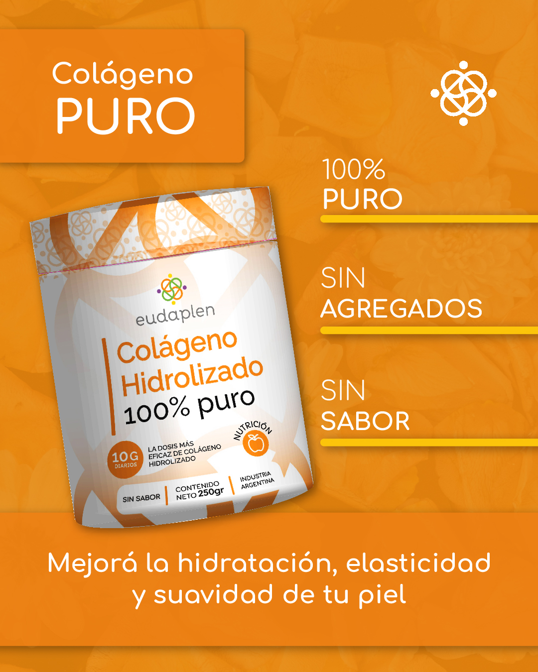 COLAGENO HIDROLIZADO 100% PURO - 250 Grs - Sin Sabor