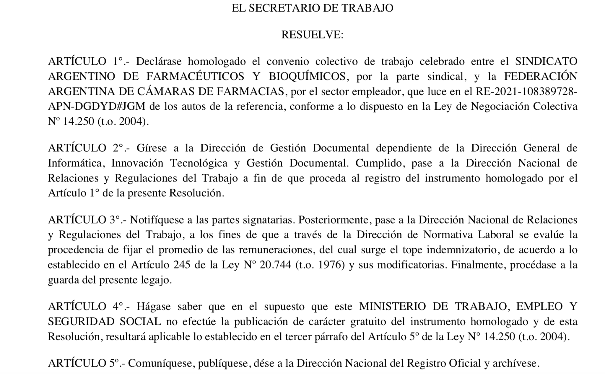 SAFYB firmó convenio colectivo con FACAF
