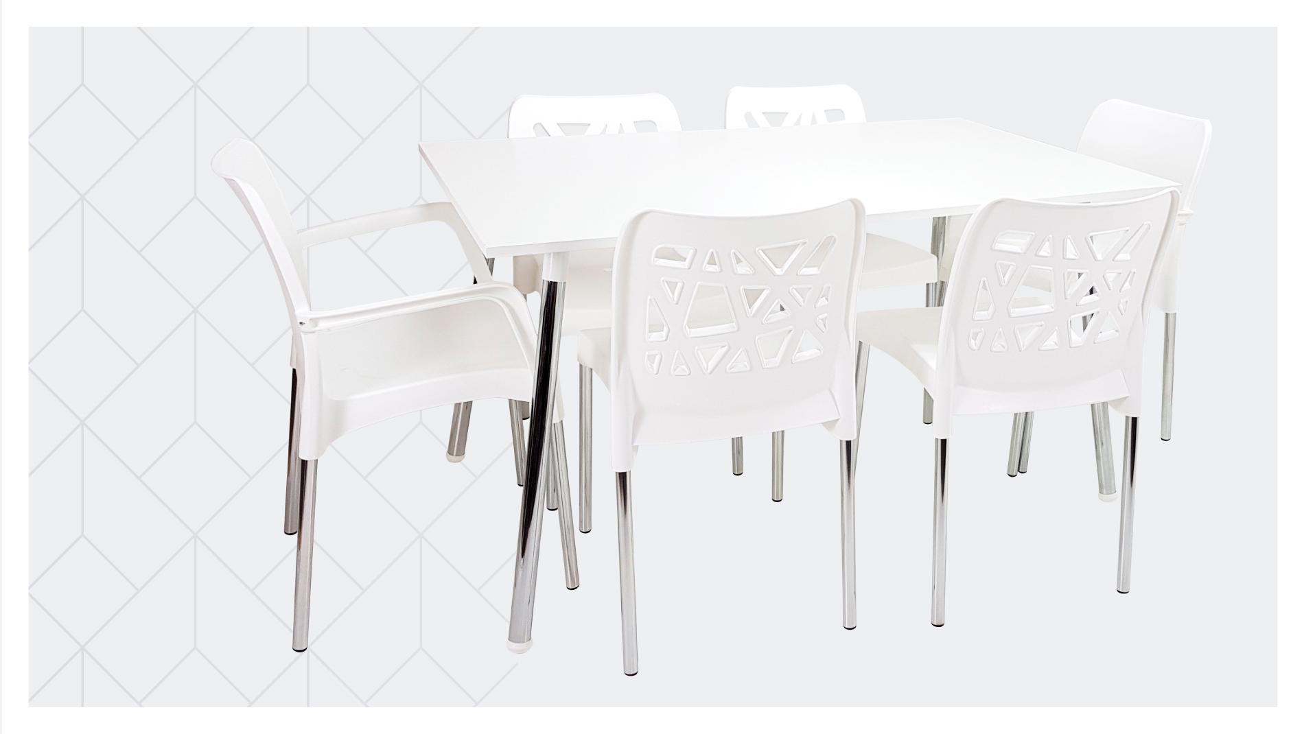 mesa kaunas con patas cromadas, mesa de melamina, mesa de madera