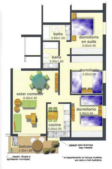 Plano 3 dormitorios