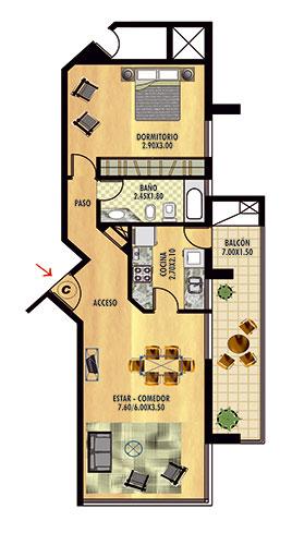 Plano 1 dormitorio