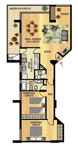 Plano 2 dormitorios