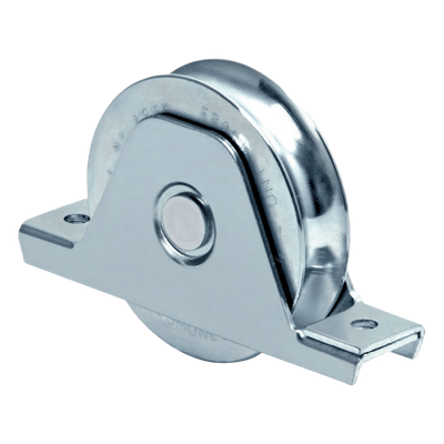 Rueda para Puerta Corrediza / 14 cm / Acero Galvanizado / Fijación Inferior / Carga 420 kg