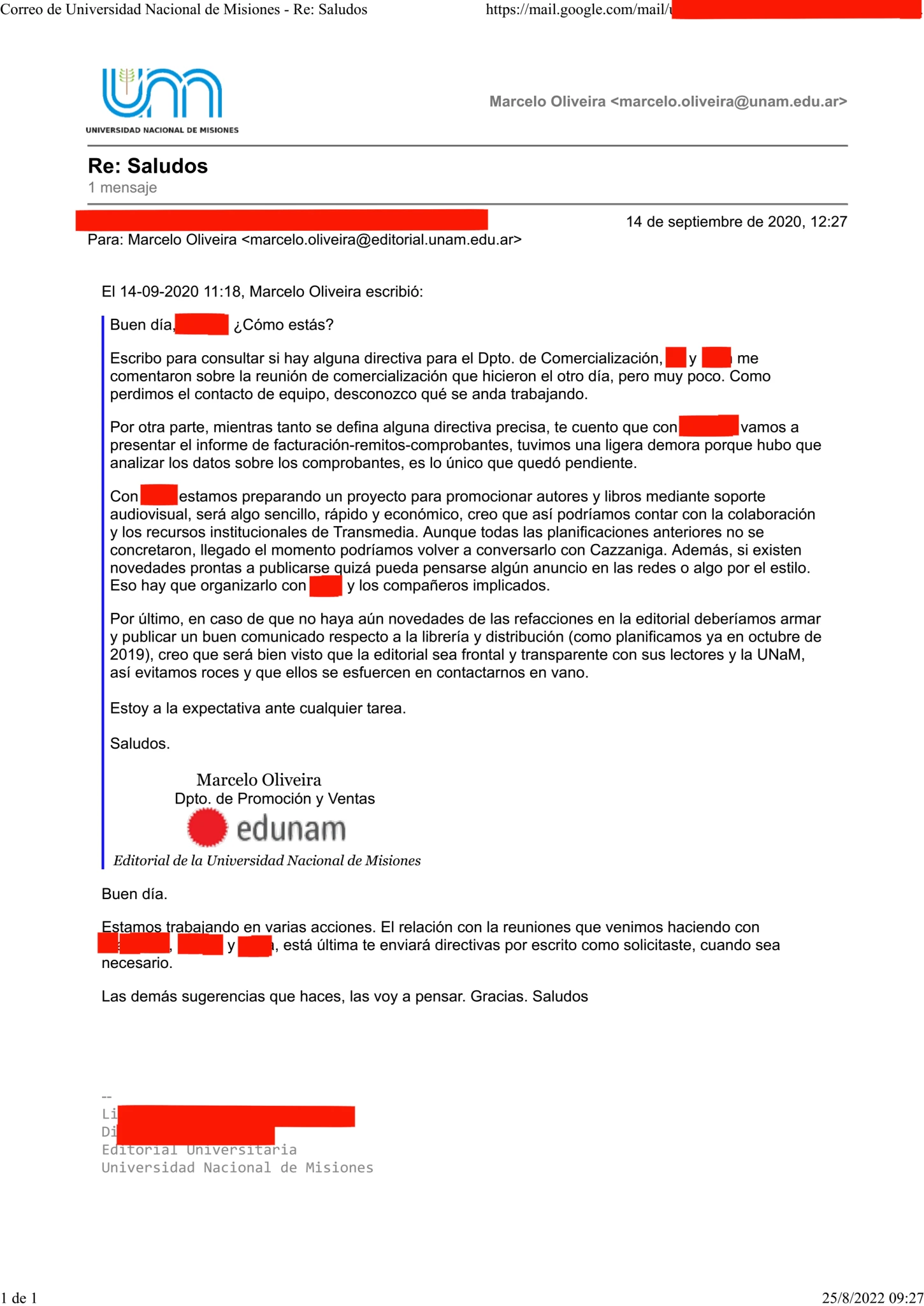 Facsímil segundo pedido de tareas