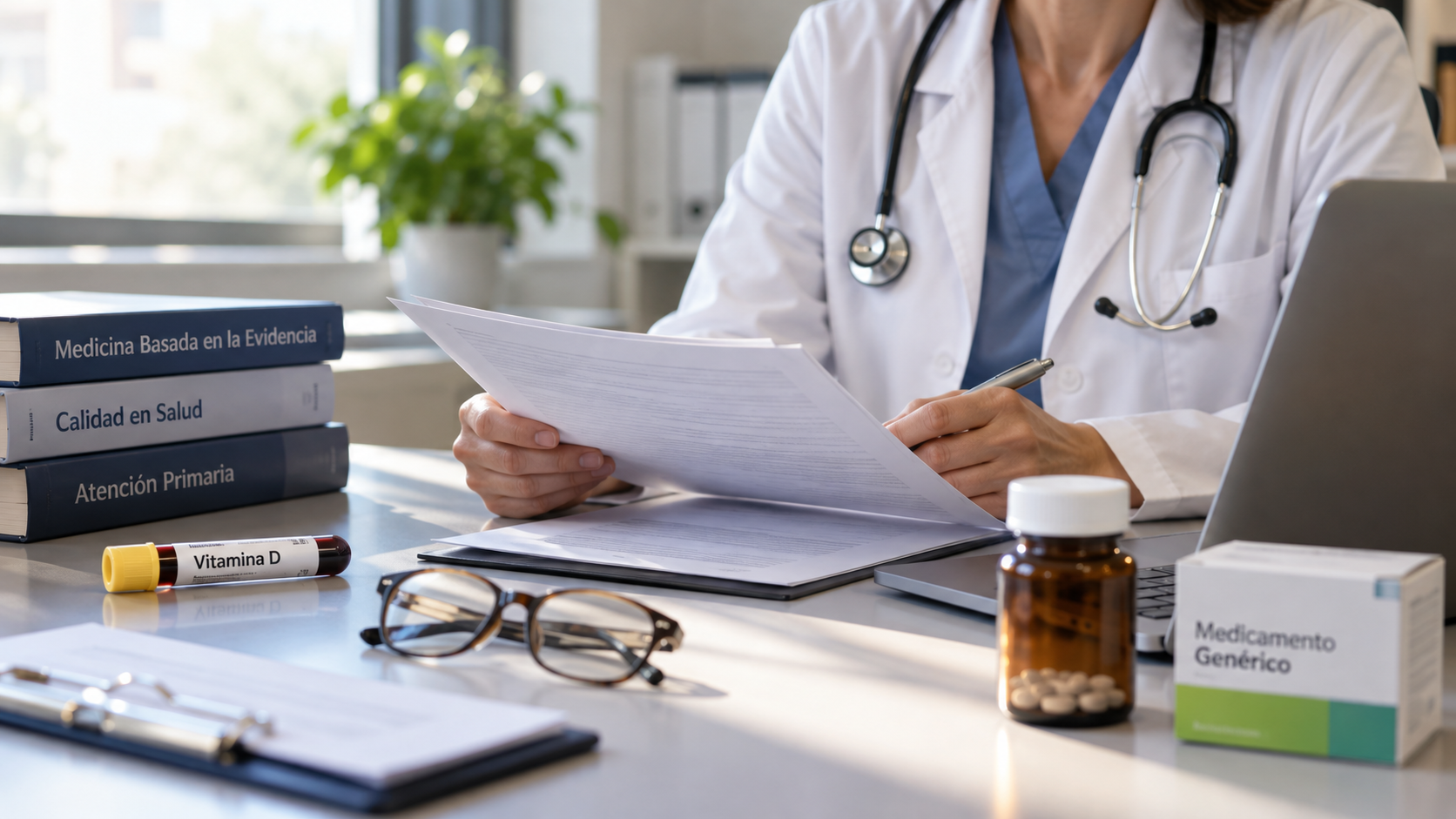 Efecto de la retroalimentación comparativa entre pares y el cumplimiento de las normas sobre dosaje de vitamina D y la prescripción de medicamentos genéricos.