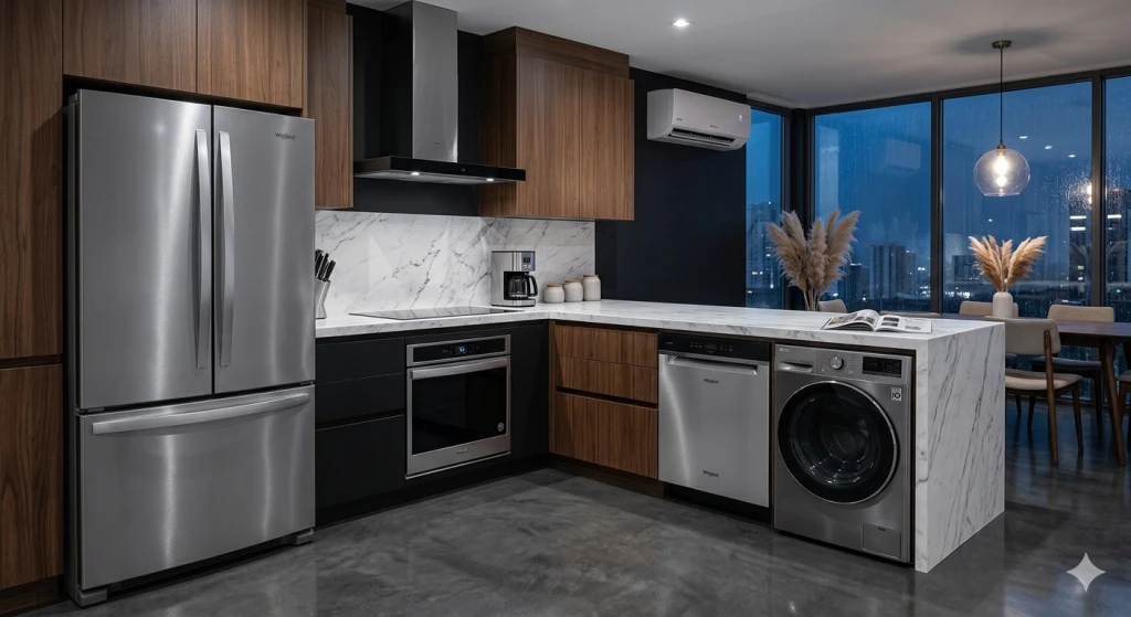 Técnico profesional reparando un electrodoméstico Whirlpool