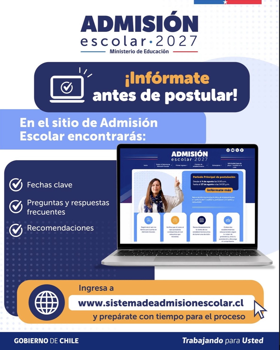 Postulación 2026 – Admisión 2027: lo que toda familia debe saber