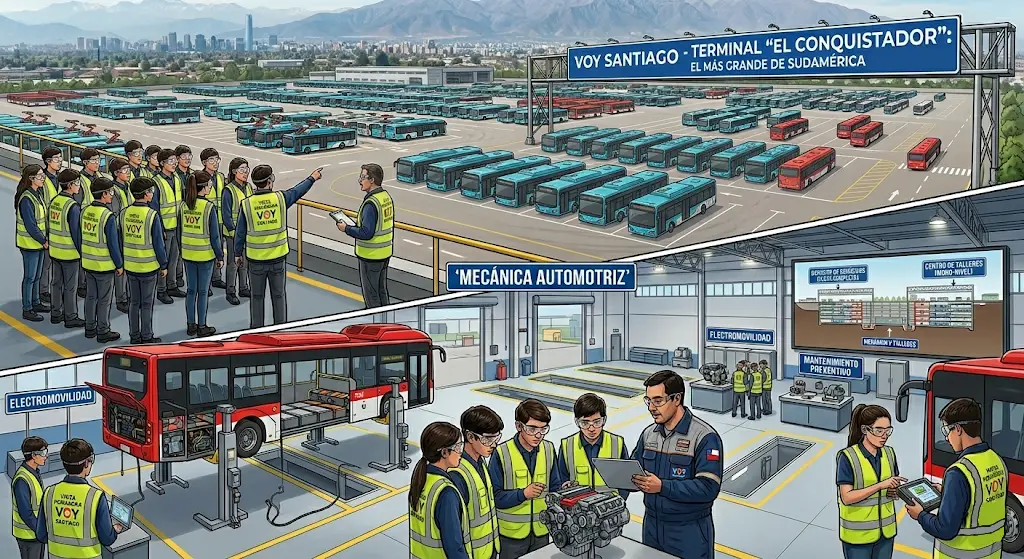 Visita Pedagógica a Voy Santiago: Mecánica Automotriz en el Terminal más grande de Sudamérica