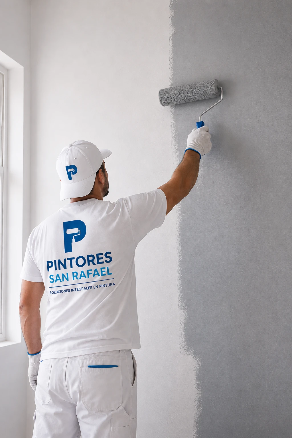 Equipo de pintores profesionales trabajando en una fachada