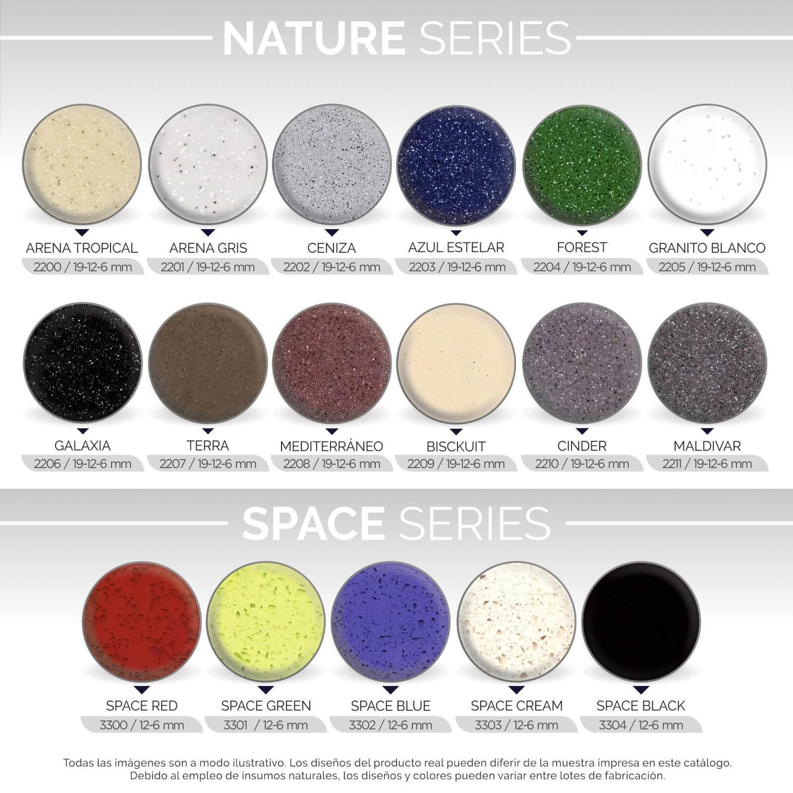 Clores simil granito para mesadas bachas mostradores y revestimientos en superfice solida corian reemplazo superior al silestone marmol y granito. Colores Ai-To mobiliario en CABA y GBA