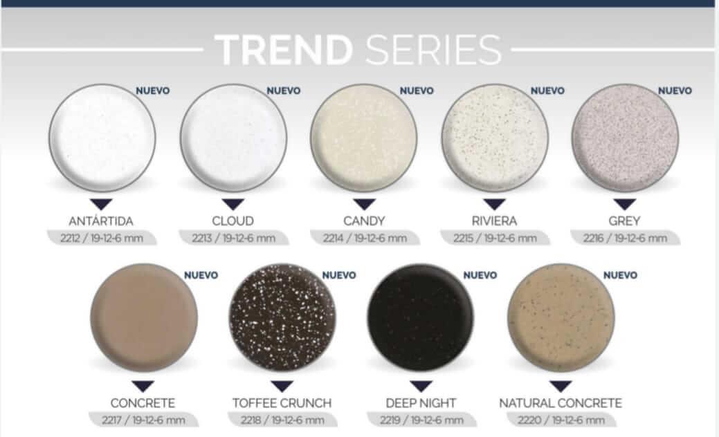 Clores de diseño para mesadas bachas mostradores y revestimientos en superfice solida corian reemplazo superior al silestone marmol y granito. Colores Ai-To mobiliario en CABA y GBA