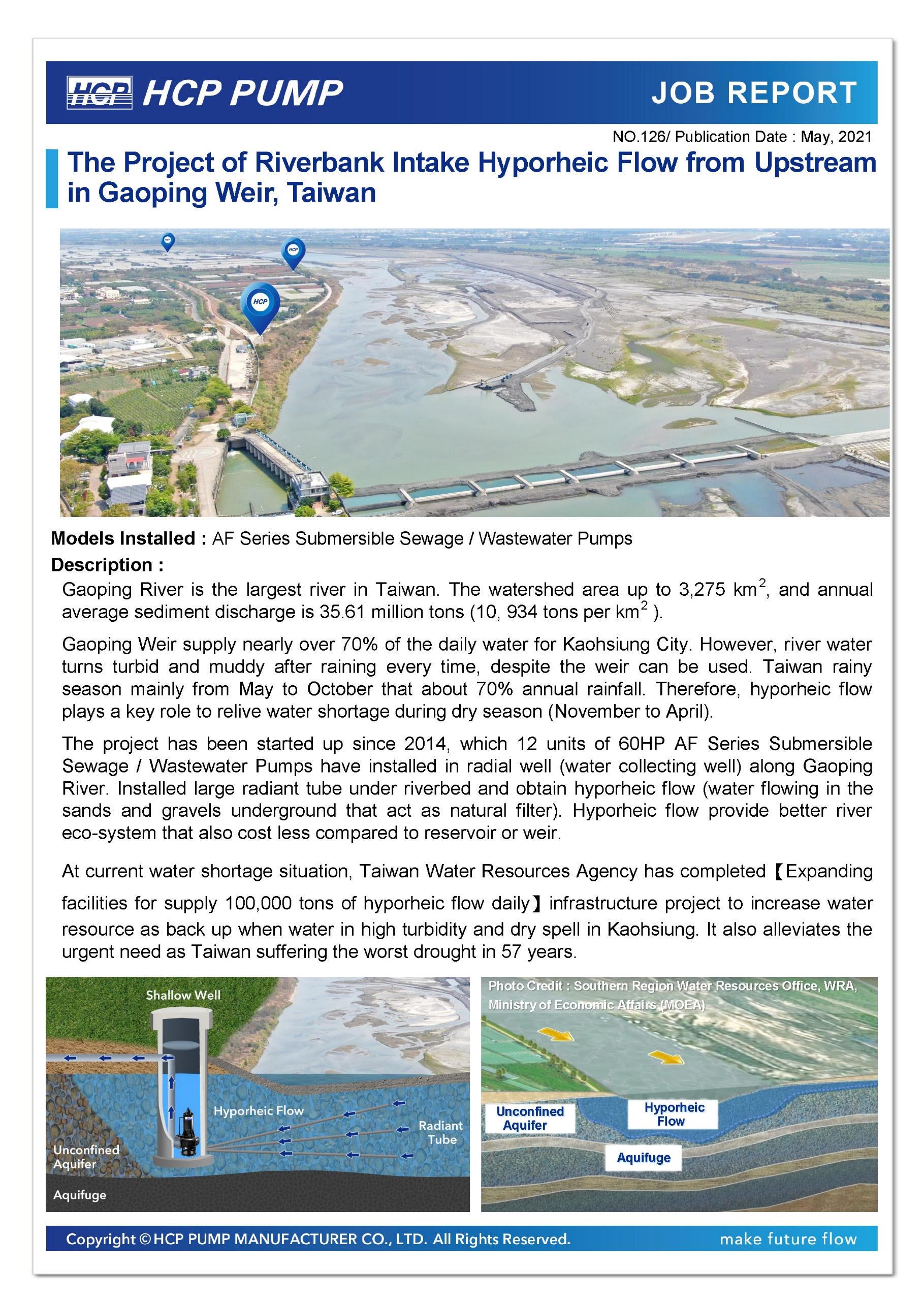 Reporte de Trabajo 126: Bombeo de Napas próximas Río Gaoping Weir, Taiwan.