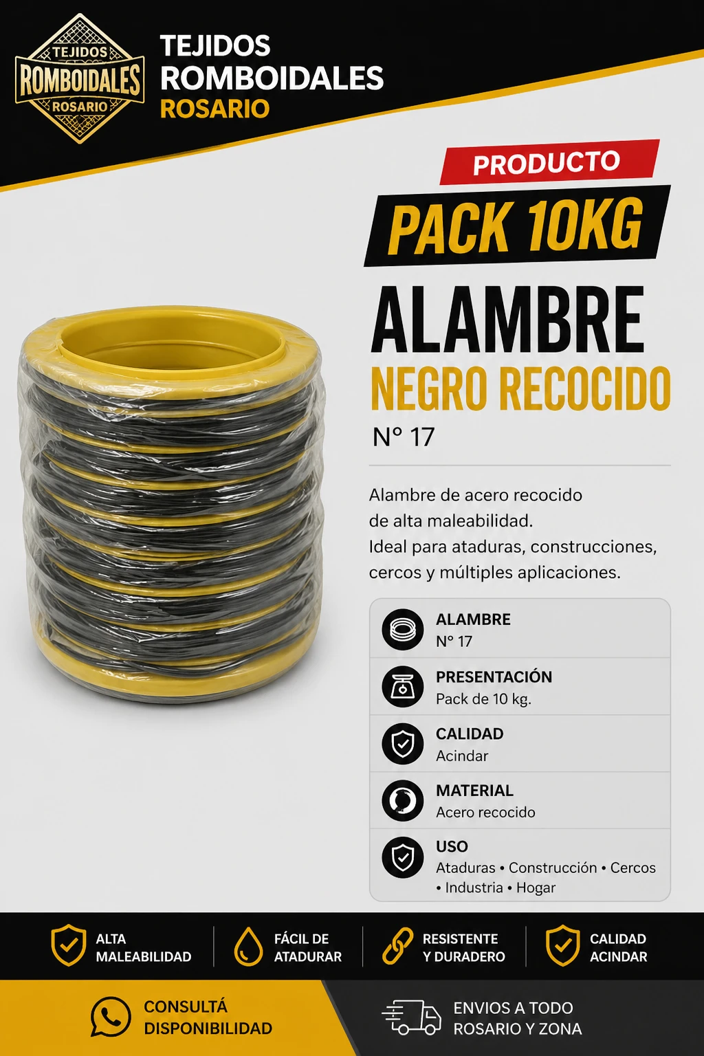 Pack 10kg alambre negro recocido