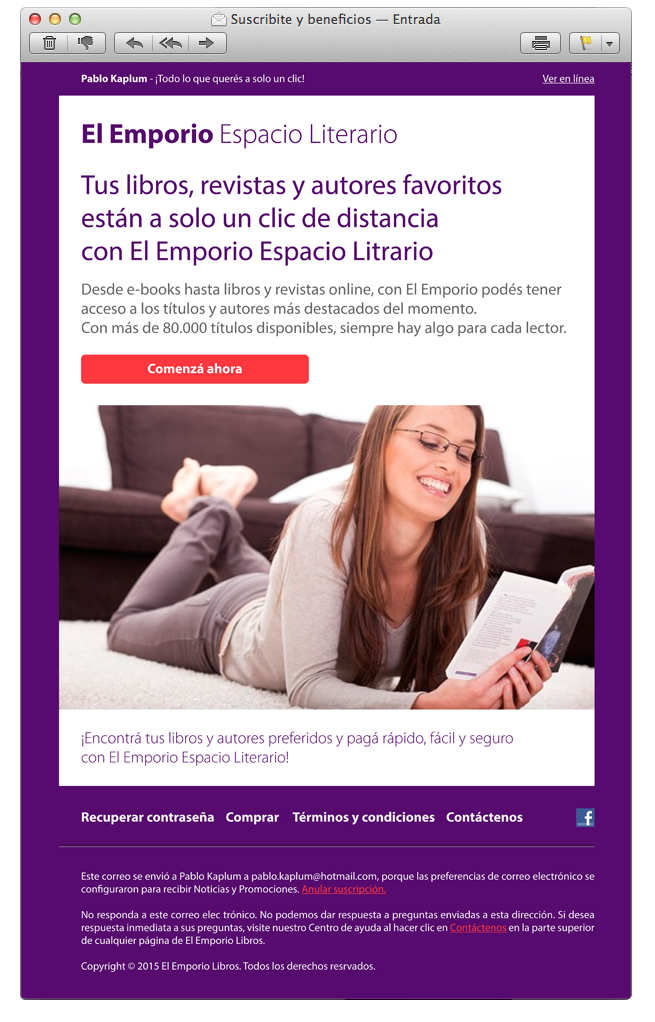 retail virtual - mailing Suscripción