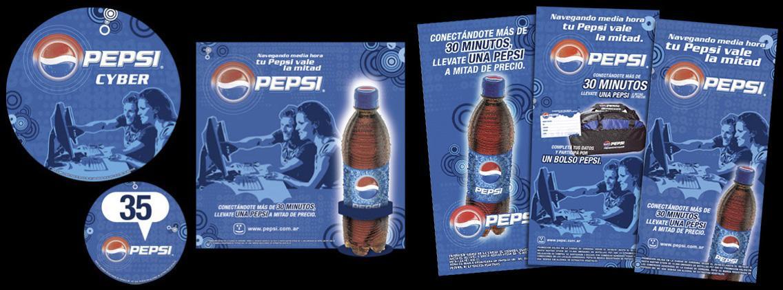 lanzamiento Mkt directo - promo "Tu Pepsi vale la mitad" - displays y folleto