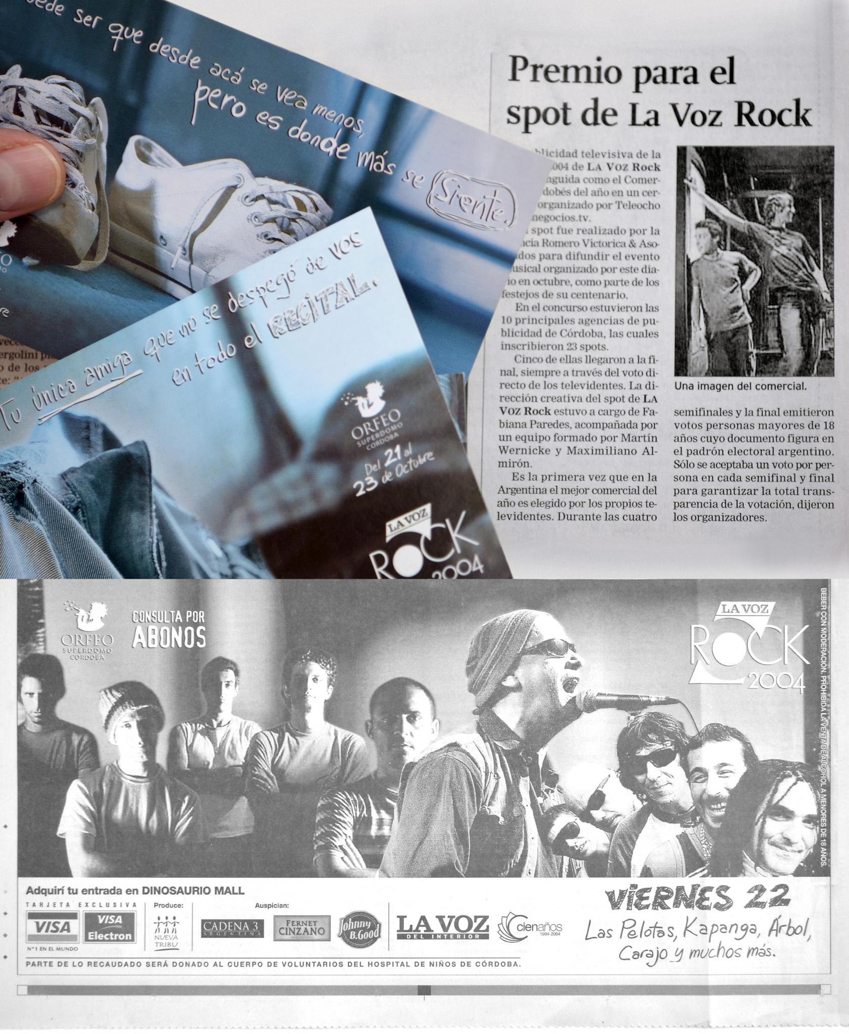 campaña lanzamiento - evento la voz rock 2004 - postales y anuncio